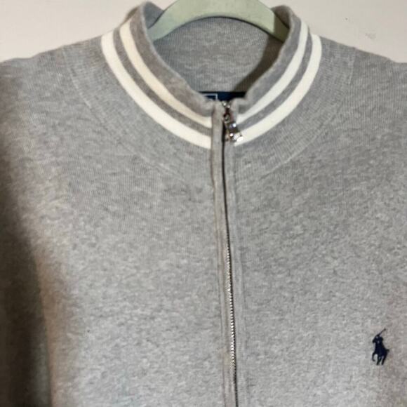 Vtg Polo Ralph Lauren Full Zip Sweater Size XLT Tall Bomber Reverse Weave RARE - Picture 3 of 11